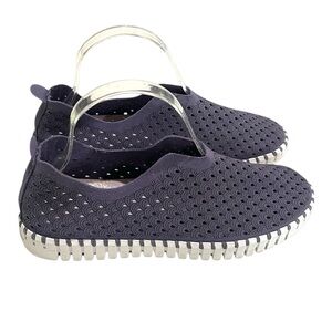 Ilse Jacobsen Tulip 139 Perforated Suede Slip On Sneaker SZ 9 Navy Blue